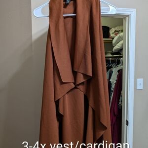 SHEIN Curve Rust Color Cardigan/Vest With Waist Tie To Snatch The Waist